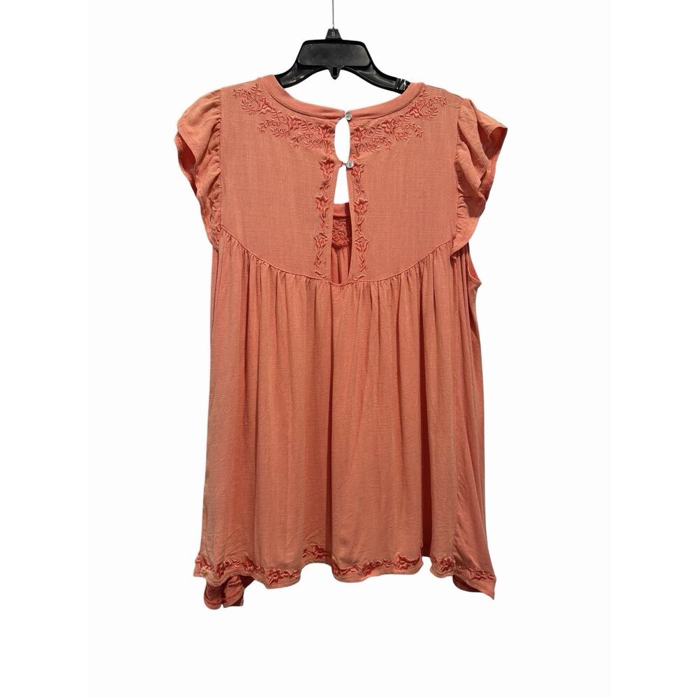 POL Top Sleeveless Coral Embroidered Boho Flowy Ruffle M - Picture 12 of 12